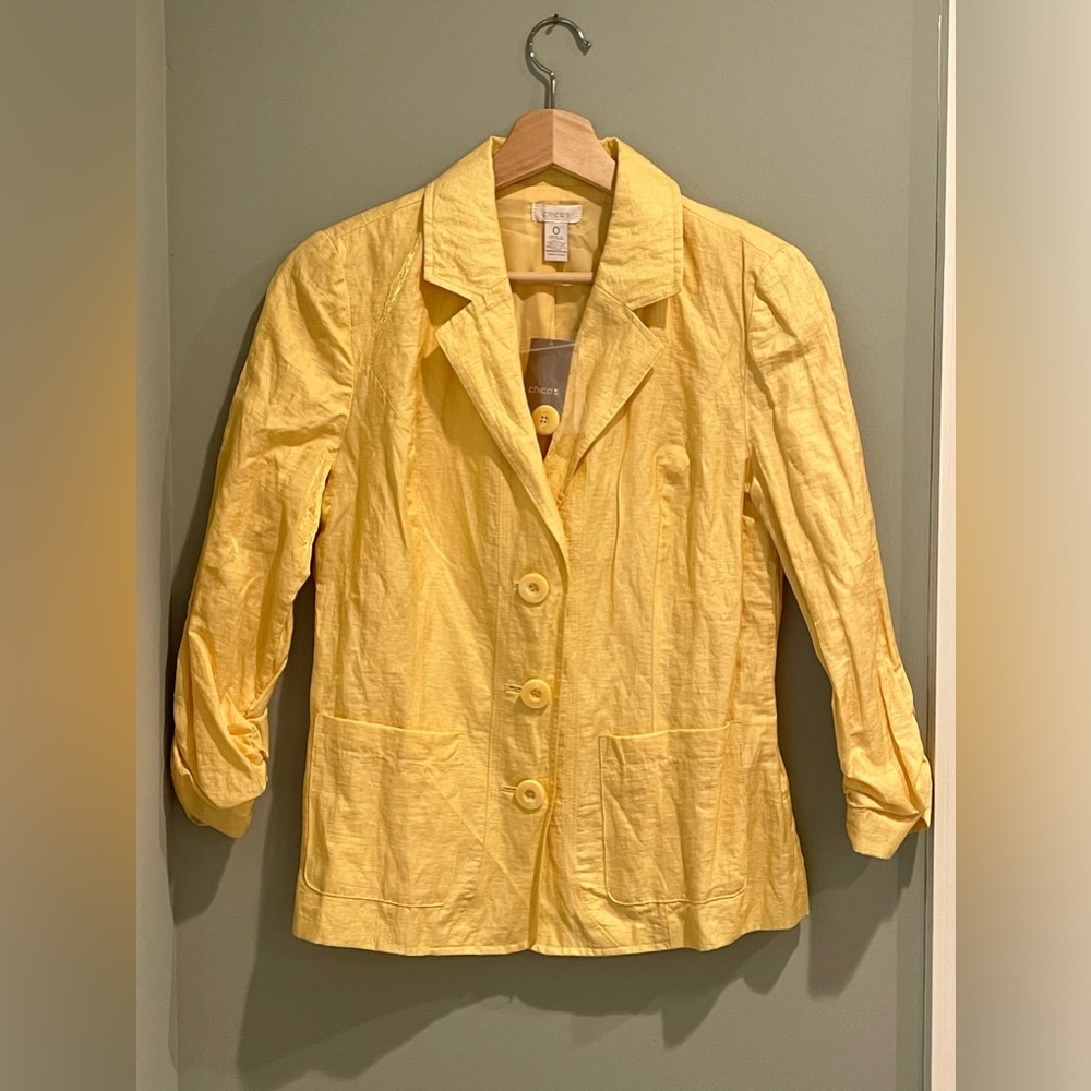 Chico's Kennedy ll 3/4 Sleeve Crinkle Shine Jacket- Size‎ 0- New w/Tags